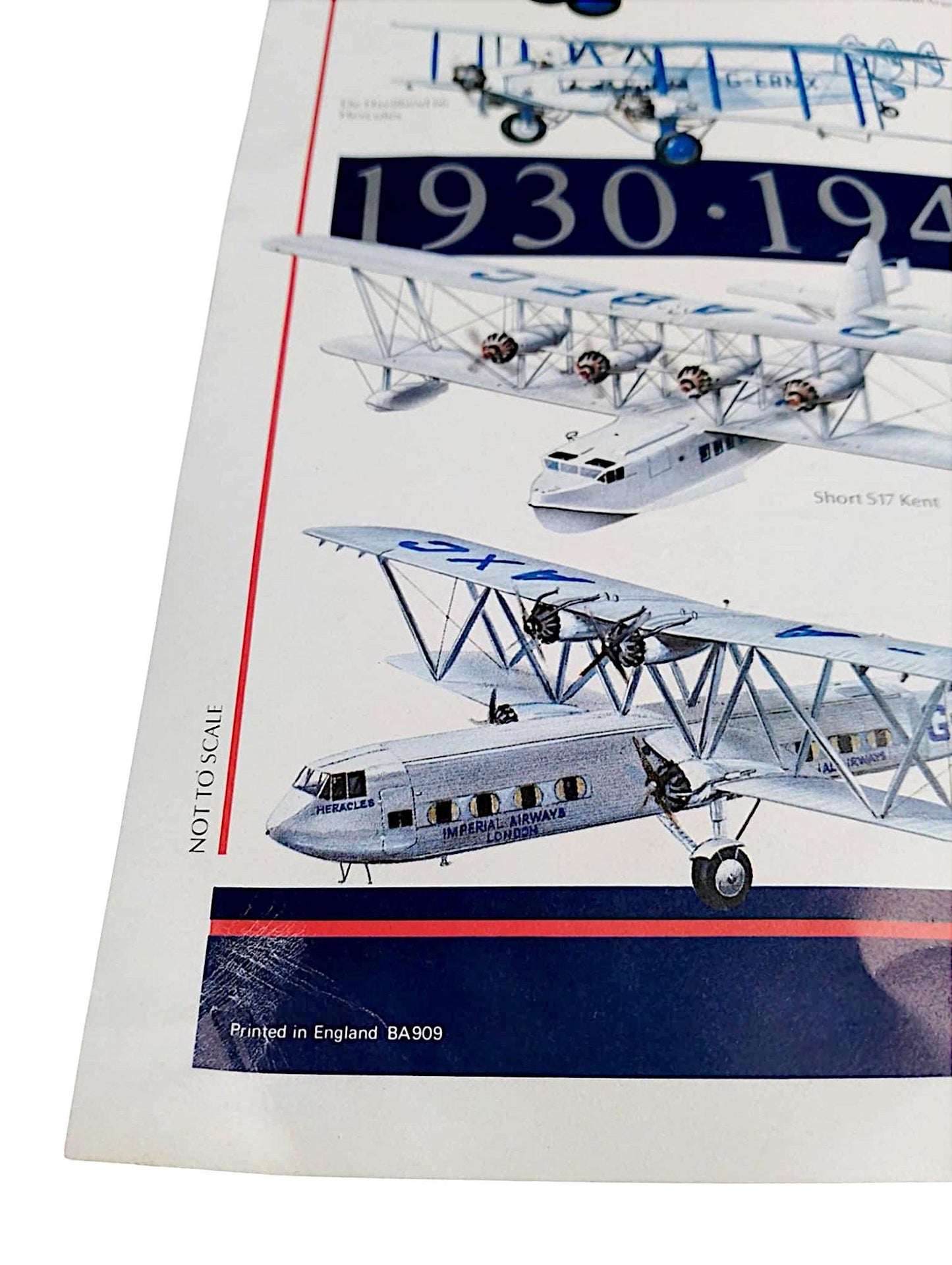 1919-1985 Poster History of British Airways Aircraft BOAC BEA Concorde De Havilland Boeing Lockheed