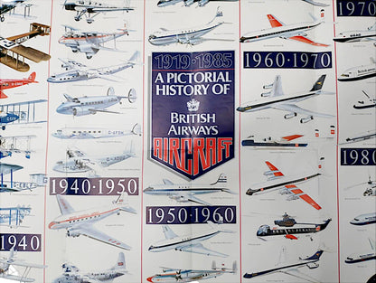 1919-1985 Poster History of British Airways Aircraft BOAC BEA Concorde De Havilland Boeing Lockheed