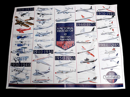 1919-1985 Poster History of British Airways Aircraft BOAC BEA Concorde De Havilland Boeing Lockheed