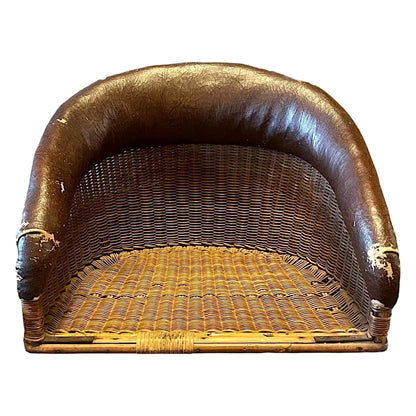 Rare 1910s WWI Pilot’s Wicker and Leather Chair – Vintage Aircraft Seat