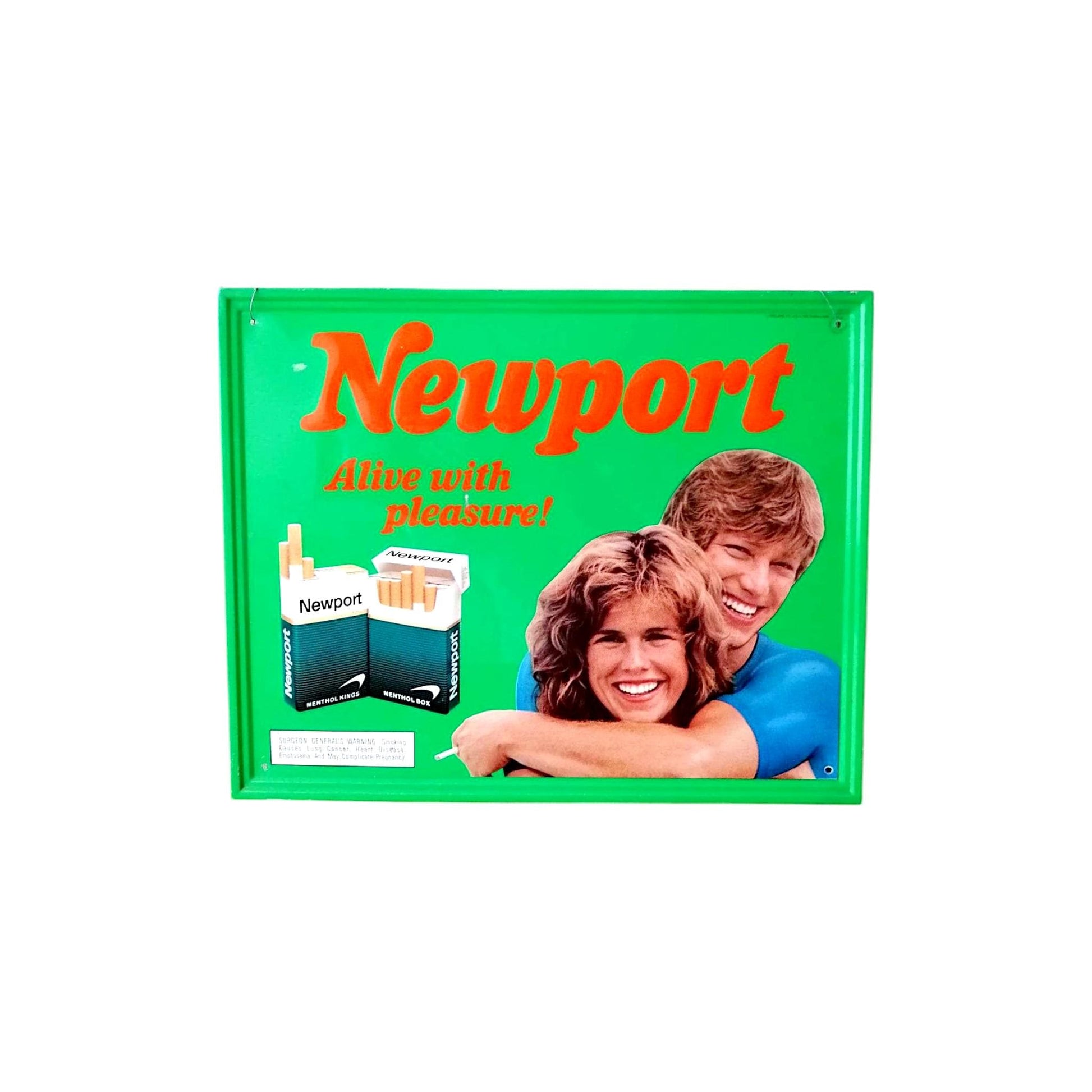 Vintage Newport Advertising Sign - 1987 Lorillard Tobacco Metal Promo - Embossed Vintage Wall Decor