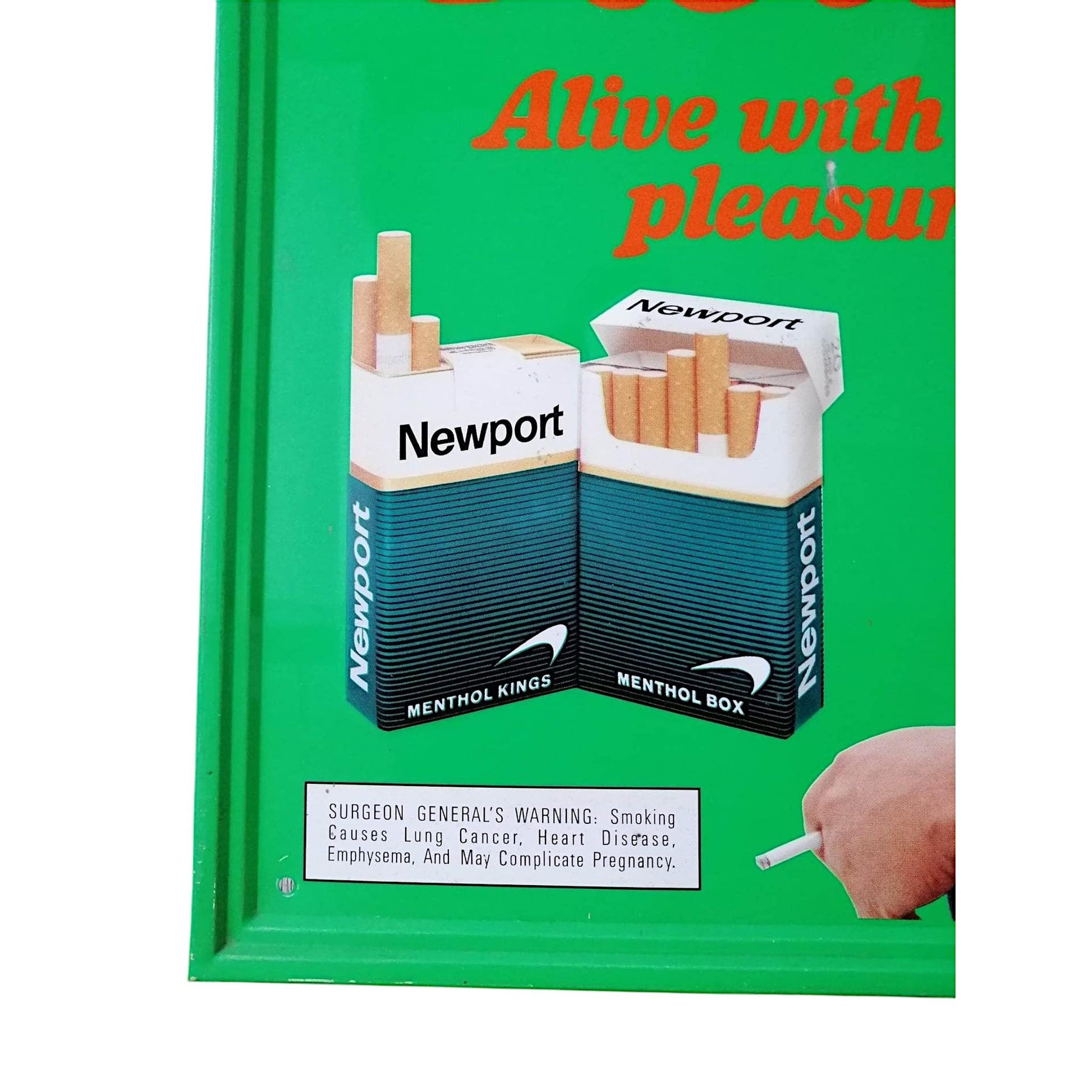 Vintage Newport Advertising Sign - 1987 Lorillard Tobacco Metal Promo - Embossed Vintage Wall Decor