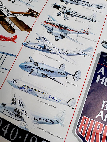 1919-1985 Poster History of British Airways Aircraft BOAC BEA Concorde De Havilland Boeing Lockheed