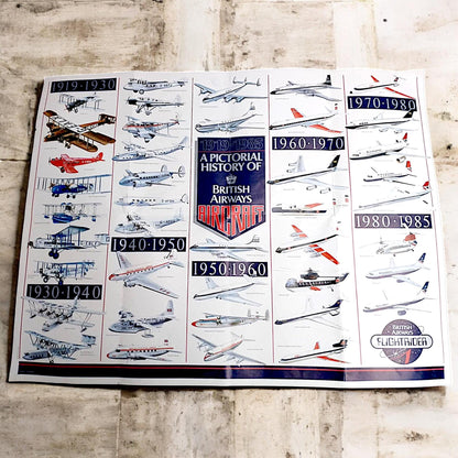 1919-1985 Poster History of British Airways Aircraft BOAC BEA Concorde De Havilland Boeing Lockheed