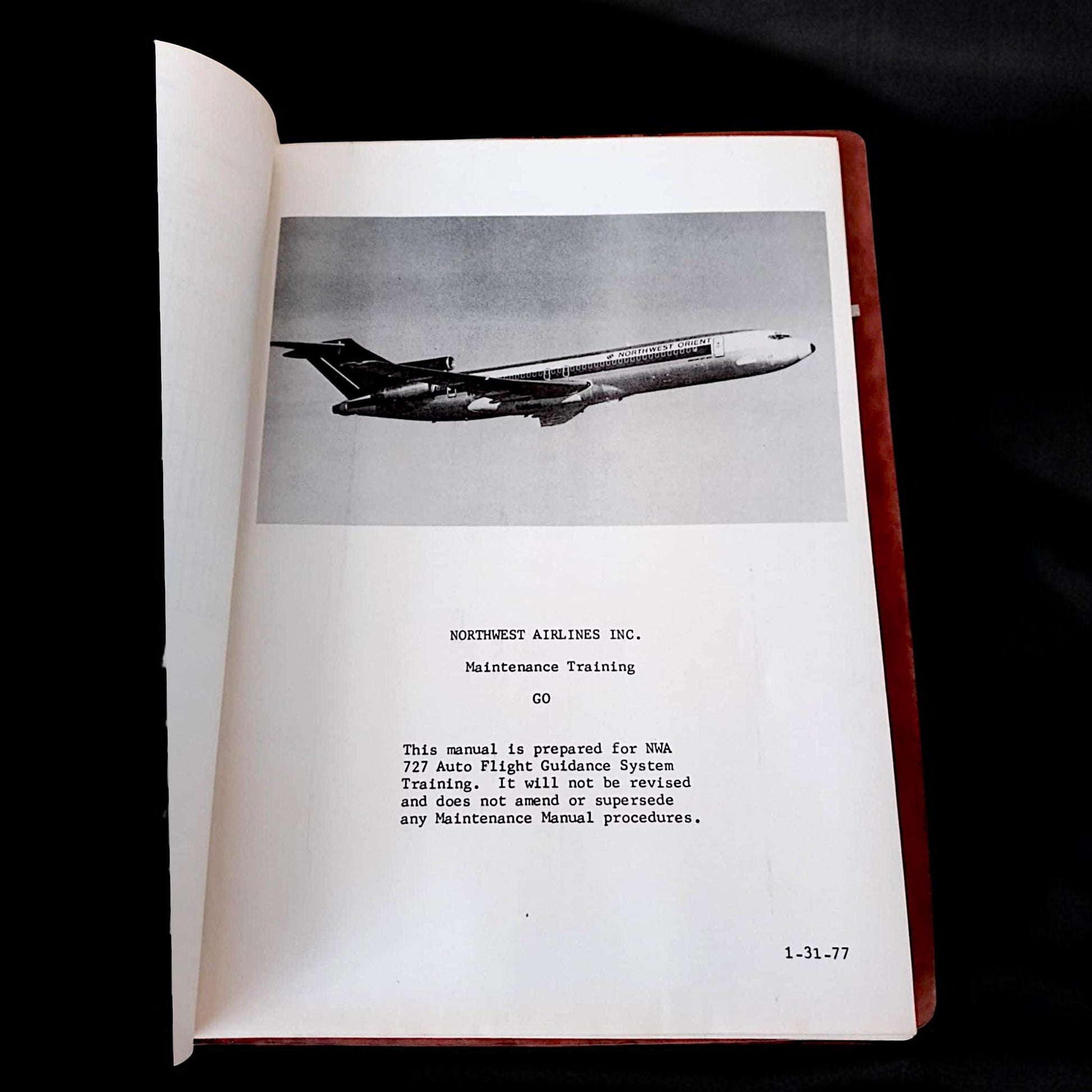Rare Boeing 727 Maintenance Manual Self Tests 1978 Northwest Airlines | Vintage Aircraft Training Guide | Aviation Collectible & Pilot Gift