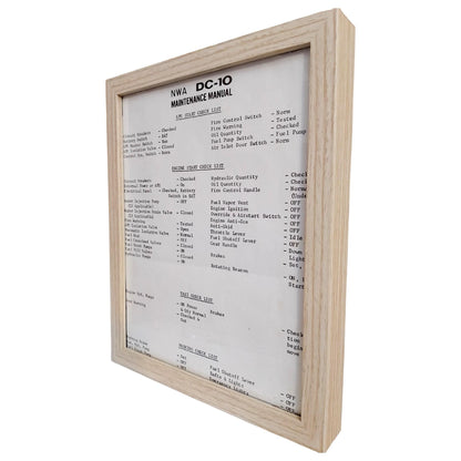 NWA DC-10 Check List Framed Original Maintenance Manual Page 1970 – Aviation Collectible