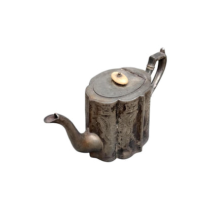 Antique Mappin & Webb Silver-Plated Britannia Metal Teapot – Circa 1880-1920, Sheffield London Ornate Engraved Victorian/Edwardian-Era