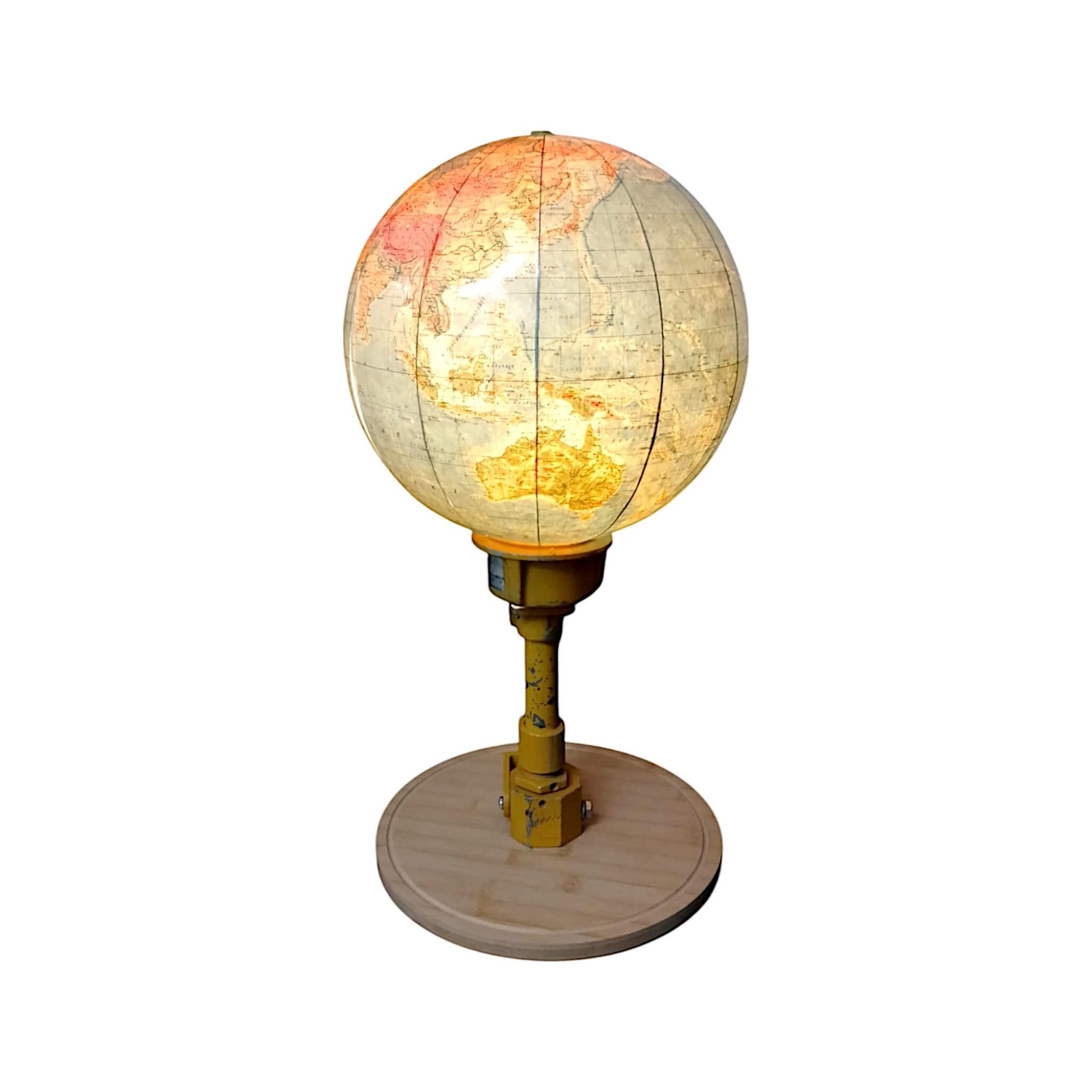 Vintage Large Globe Lamp with Authentic Airport Runway Lighting