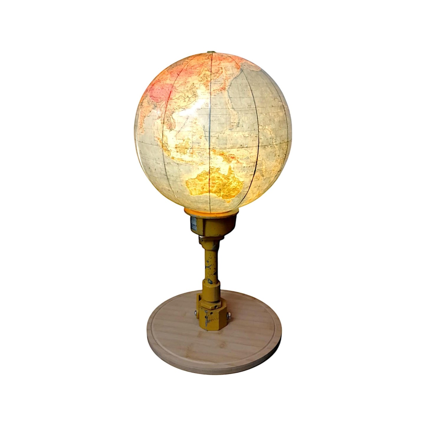 Vintage Large Globe Lamp with Authentic Airport Runway Lighting