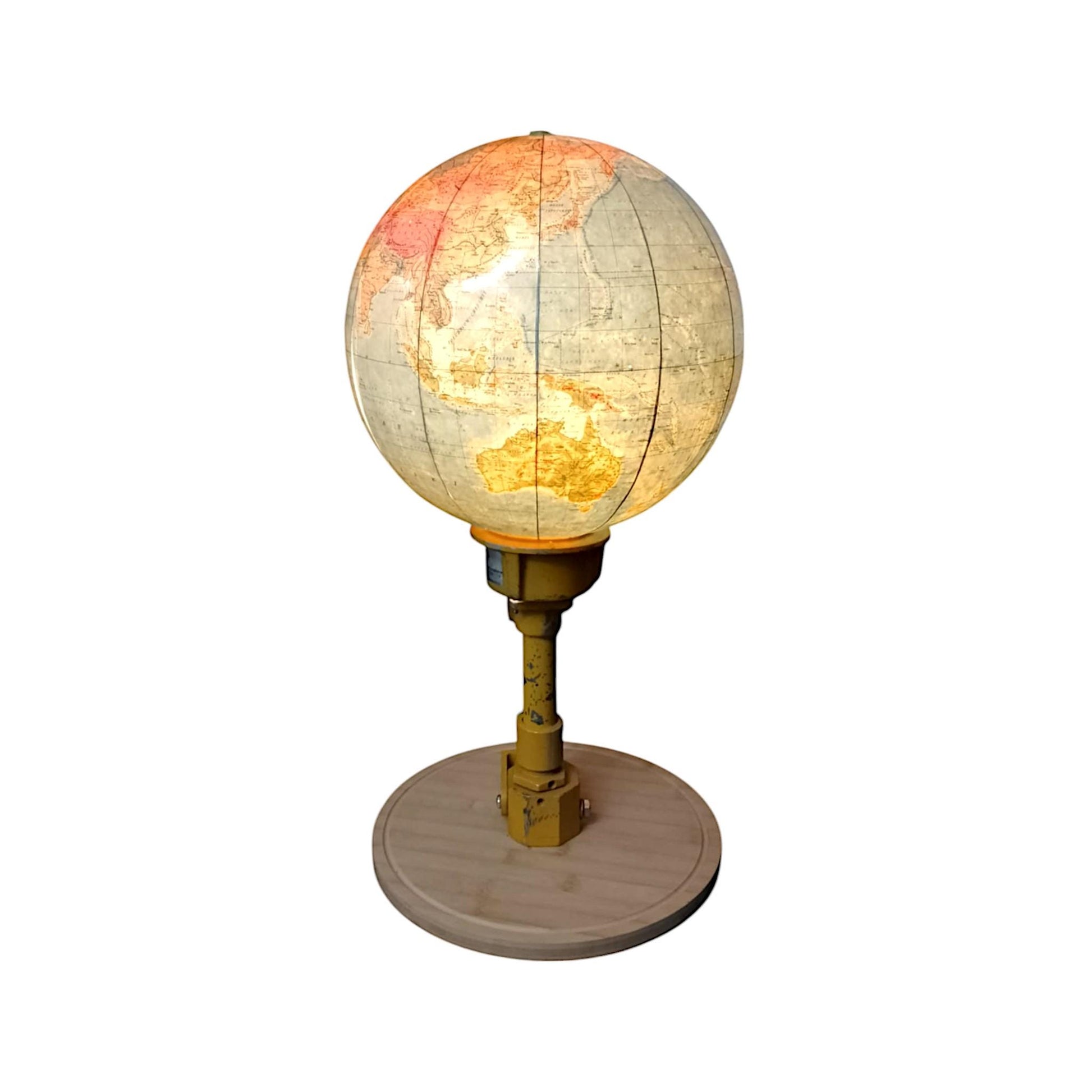 Vintage Large Globe Lamp with Authentic Airport Runway Lighting