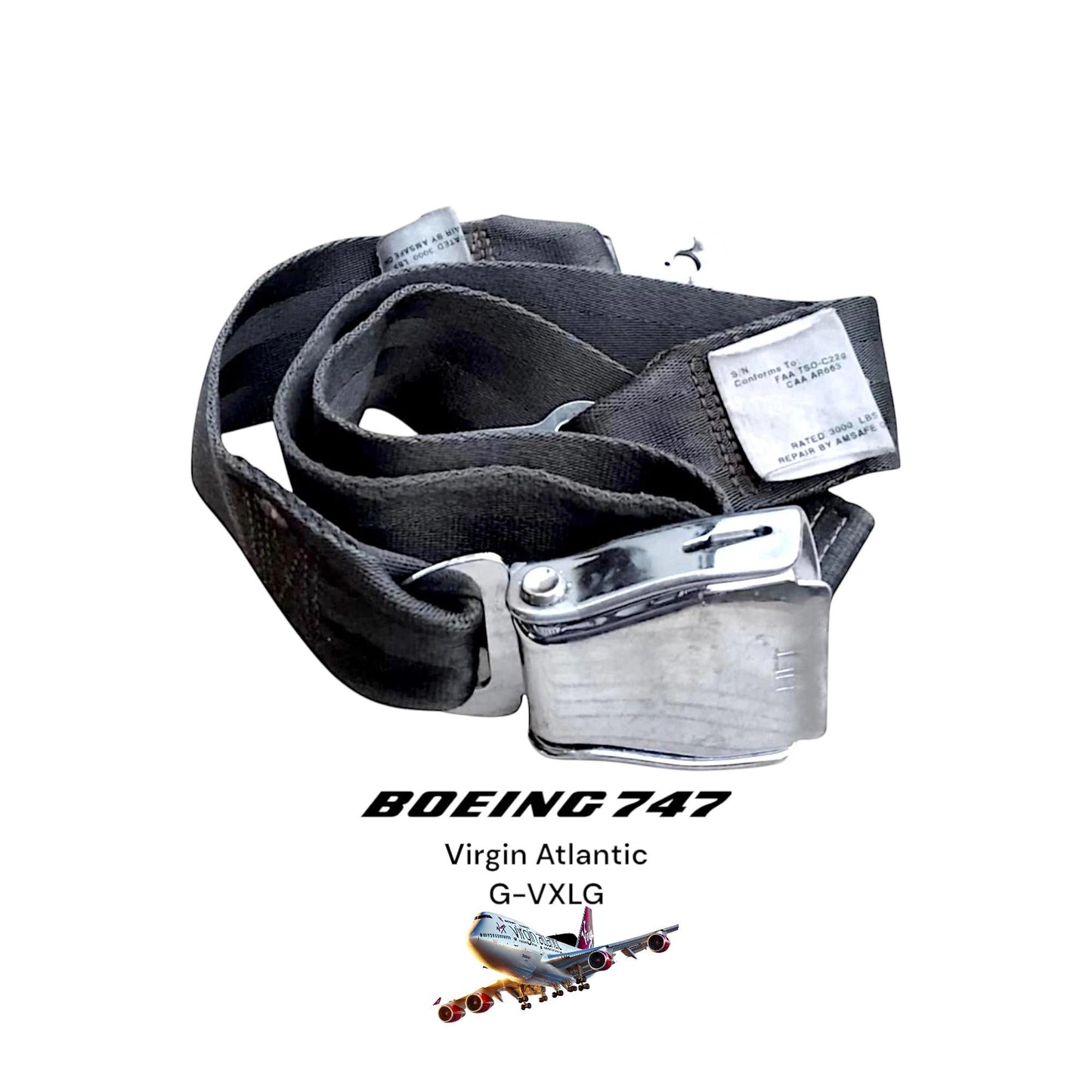 Authentic Boeing 747 Seatbelt – Virgin Atlantic G-VXLG | Aviation Collectible | Aircraft Safety Belt