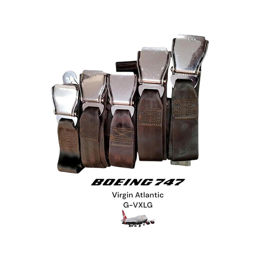 Set of 5 Authentic Aircraft Seat Belts Boeing 747 Virgin Atlantic G-VXLG