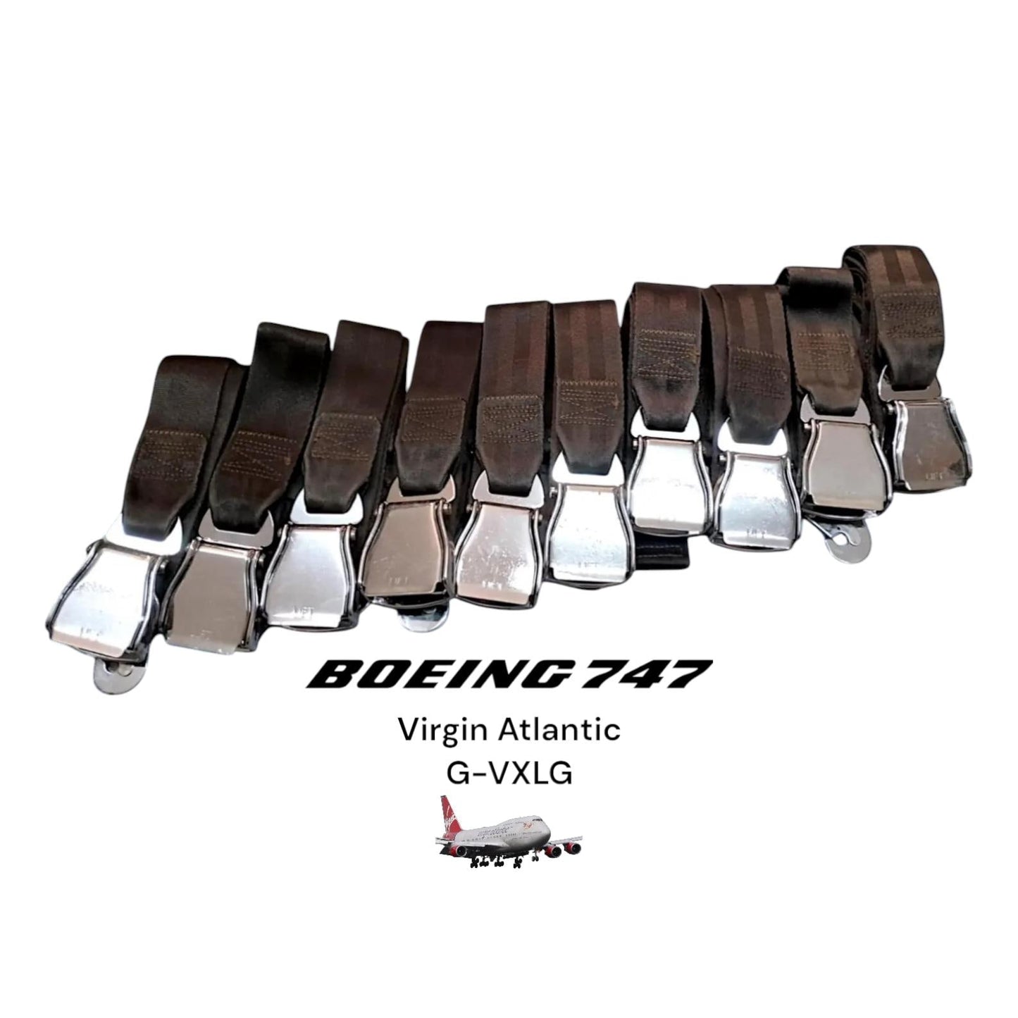 Set of 10 Authentic Aircraft Seat Belts Boeing 747 Virgin Atlantic G-VXLG