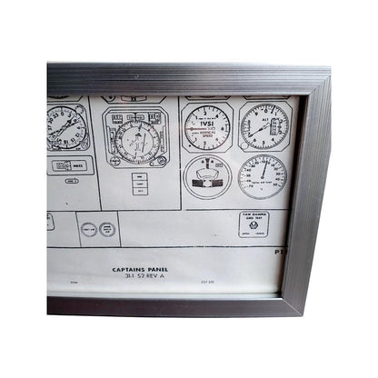 Framed Boeing 727 Captain's Panel Diagram – Original 1970s NWA Pilot Manual Excerpt