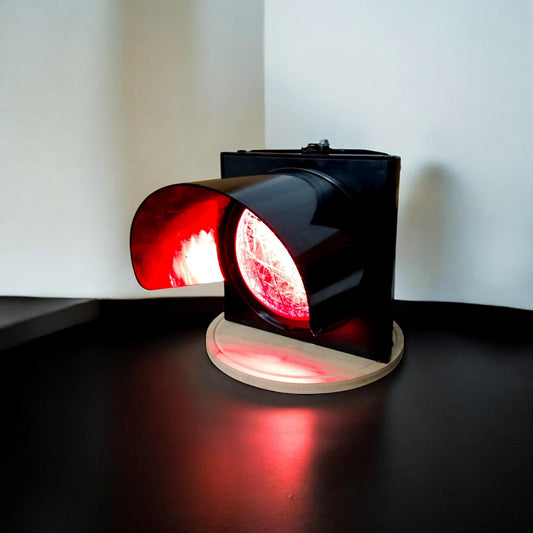 Vintage Traffic Signal Lamp – Red Light – Upcycled Desk or Decorative Lamp