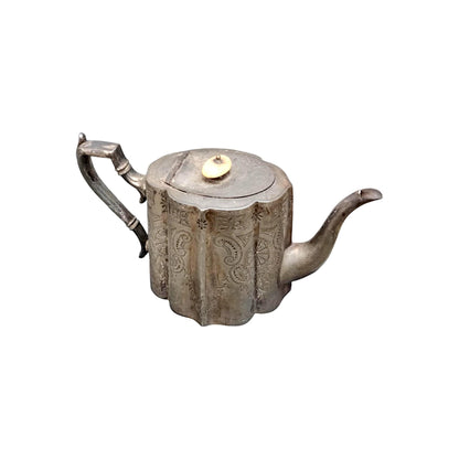 Antique Mappin & Webb Silver-Plated Britannia Metal Teapot – Circa 1880-1920, Sheffield London Ornate Engraved Victorian/Edwardian-Era