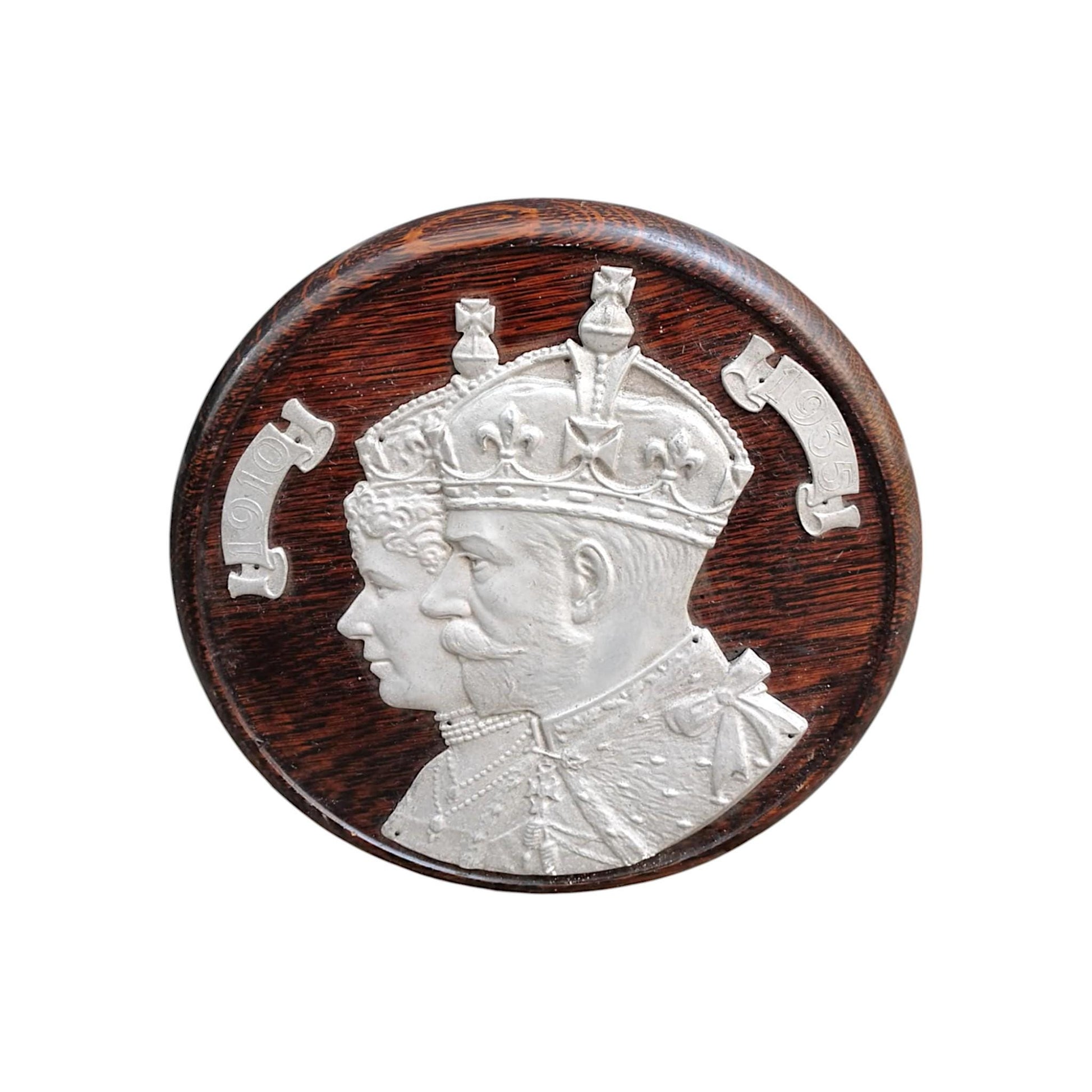 Antique King George V Commemorative Plaque 1935 British Royal Memorabilia Coronation Era Wall Decor