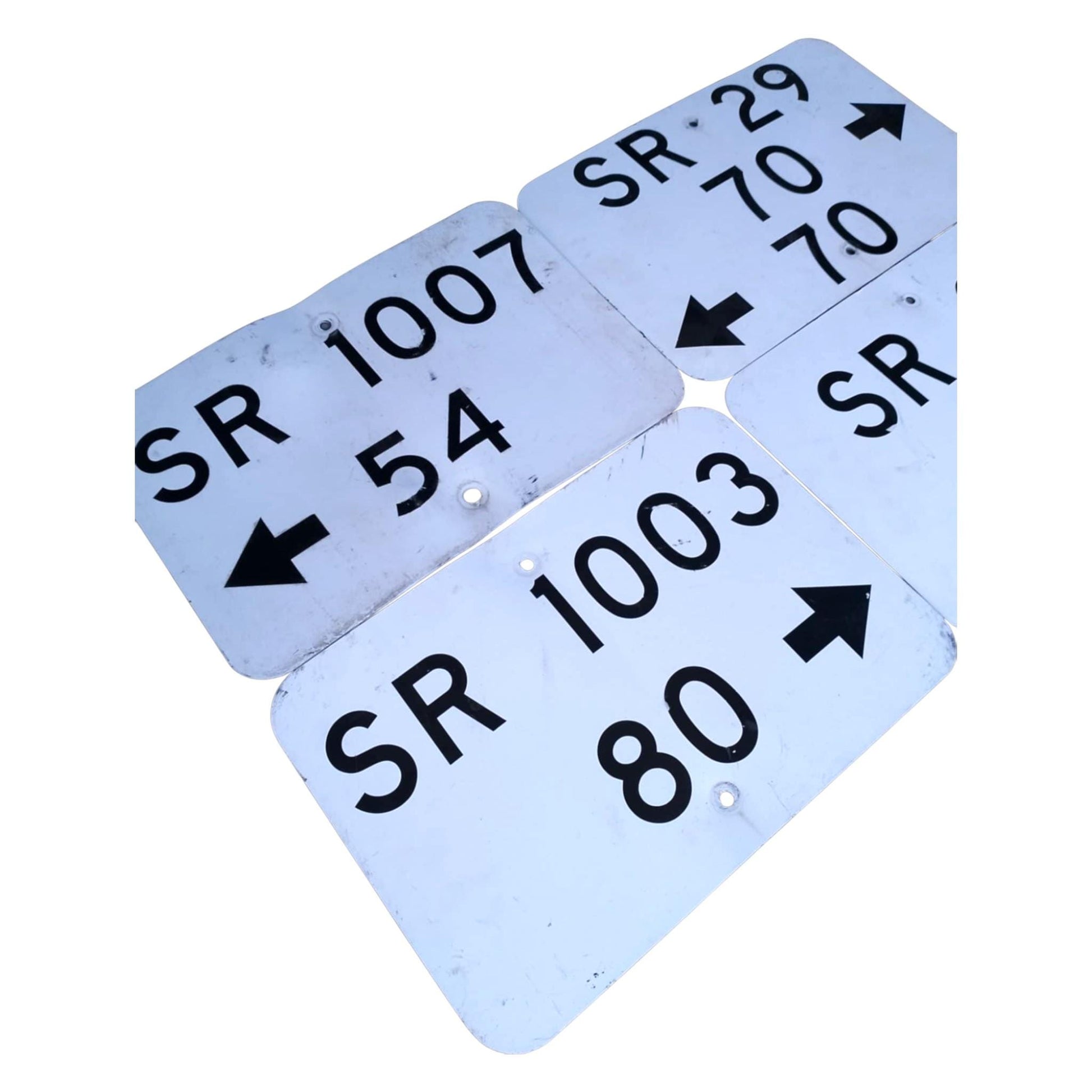 Set of 4 Vintage U.S. State Route Signs – SR Road Markers – Made in USA – Aluminum Highway Sign Decor