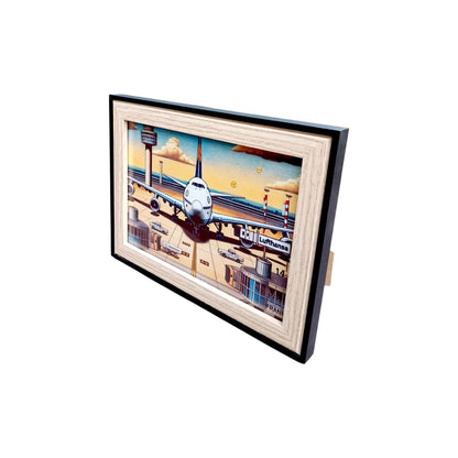 Boeing 747 Framed Print Lufthansa Frankfurt Airport Aviation Art Decor