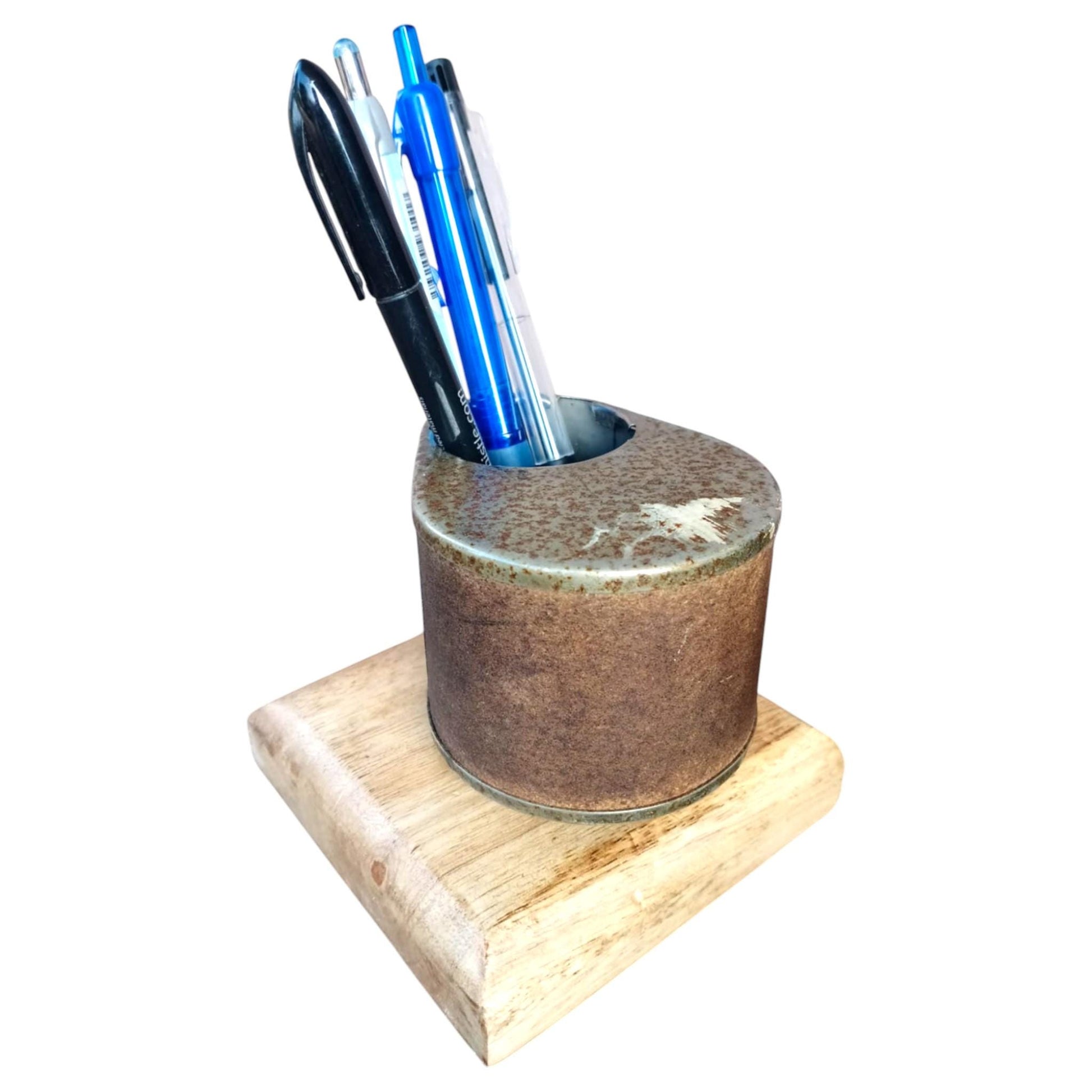Vintage Desk Pen Holder Organizer Made of Antique Boston KS Pencil Sharpener 1940s