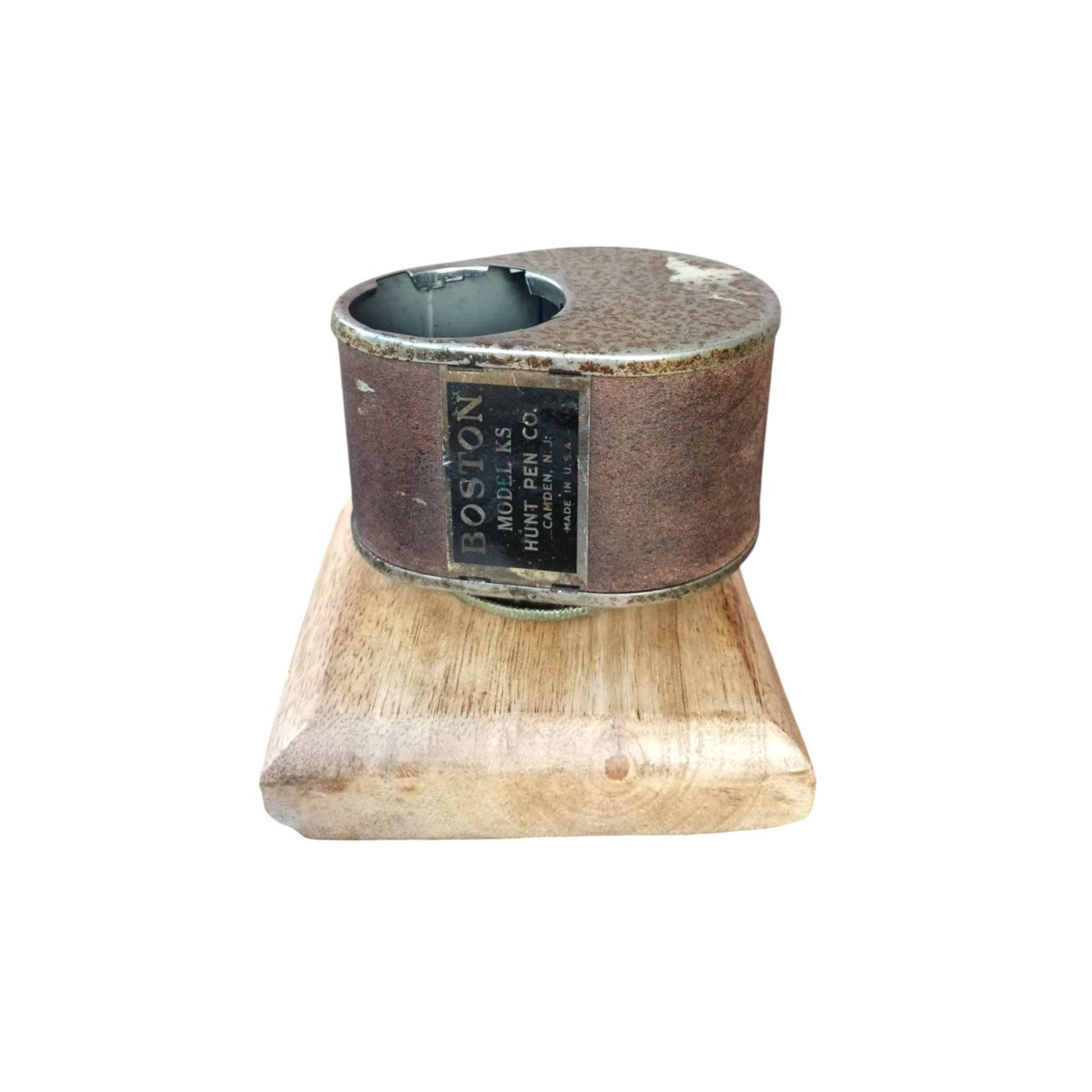 Vintage Desk Pen Holder Organizer Made of Antique Boston KS Pencil Sharpener 1940s