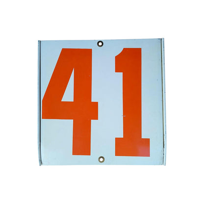 Vintage 1960s Gulf Gas Price Tin Sign Double-Sided Number 41 & 27 Original Petroliana Americana Sign