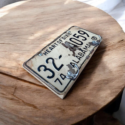 Vintage Alabama License Plate Wall Key or Coat Hanger 1970s Original Americana Decor Mancave
