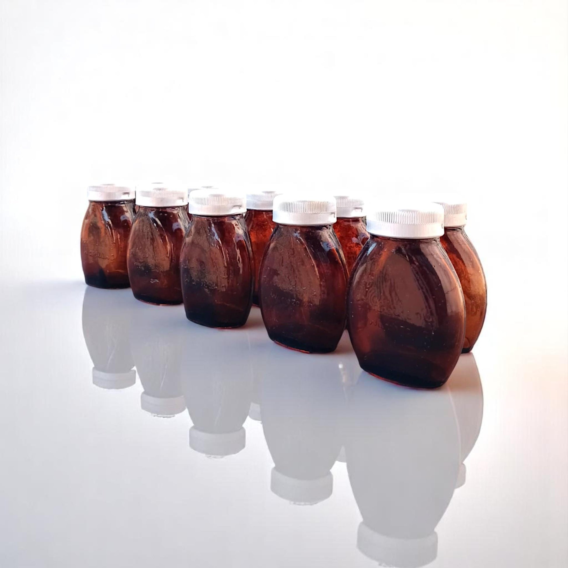 Original Box of 10 Vintage Apothecary Bottles Pharmacy Glass Jars 1977 NOS Cold War-Era