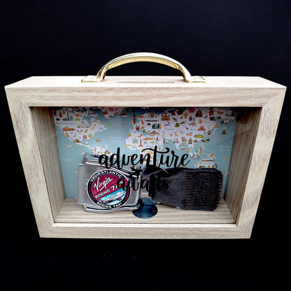 Aviation Travel Style Piggy Bank with Original Airplane Boeing Seatbelt Money Box
