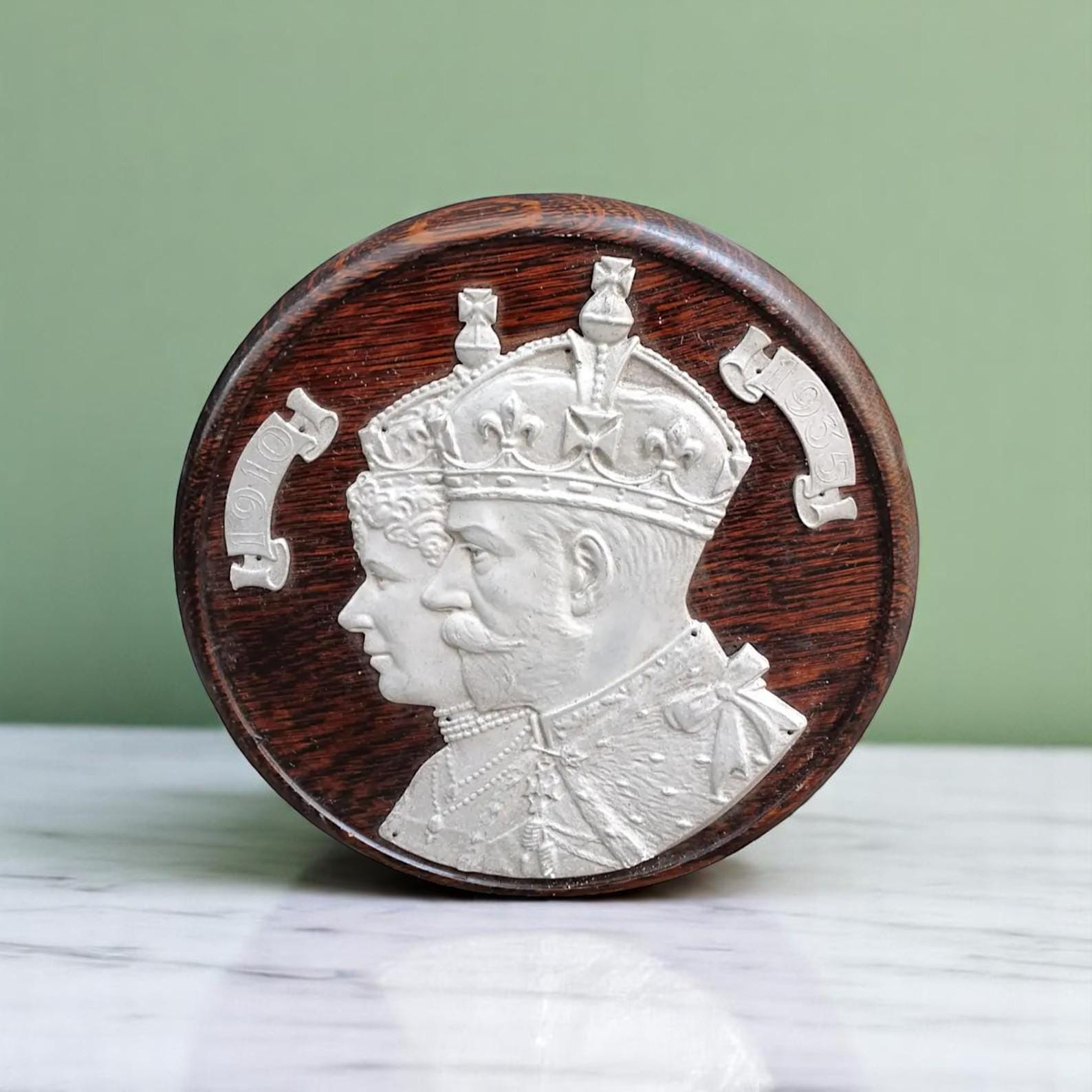 Antique King George V Commemorative Plaque 1935 British Royal Memorabilia Coronation Era Wall Decor