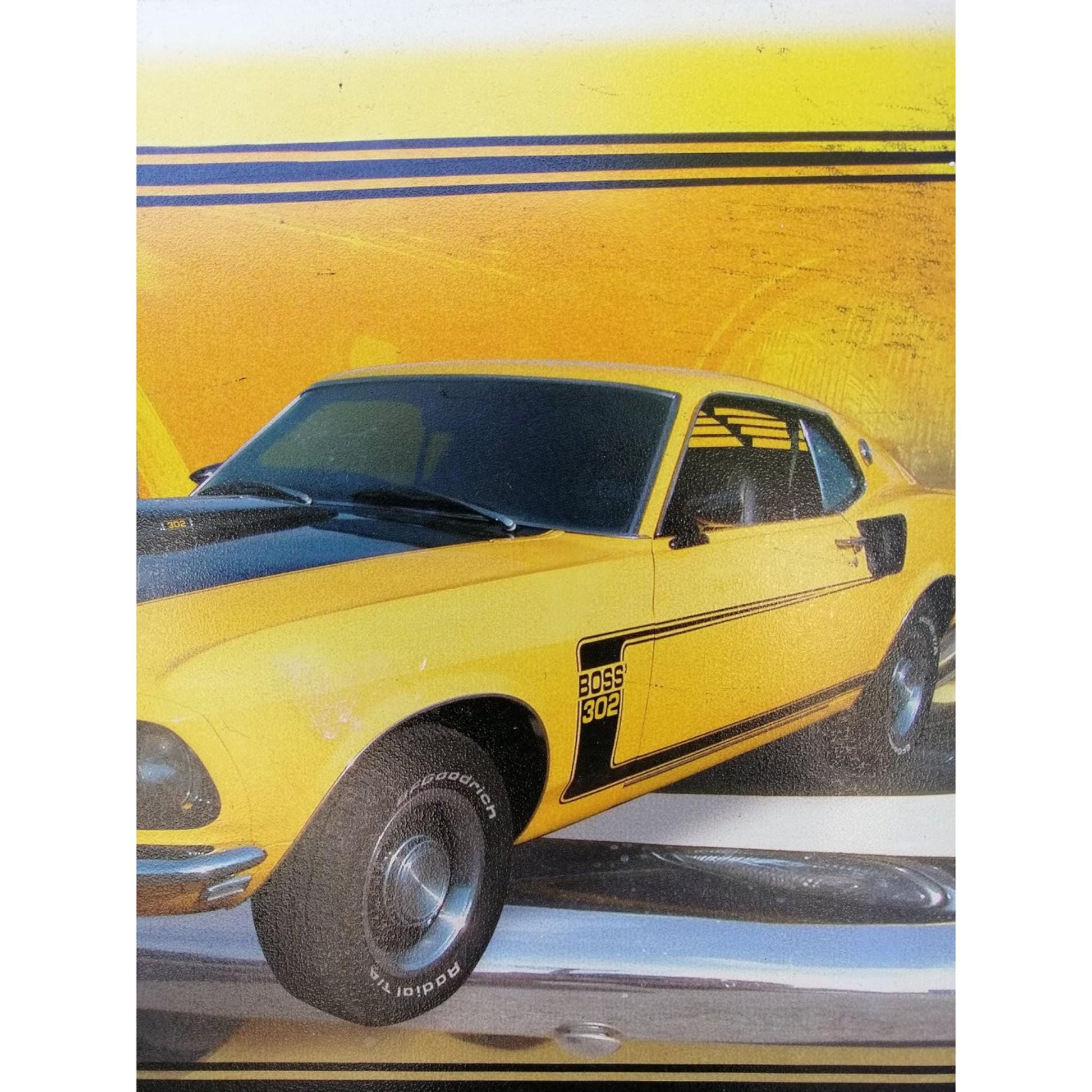 Vintage Ford Mustang Boss 302 Metal Sign 1990s USA Garage Wall Art Man Cave Decor Official Licensed Retro Car Plaque