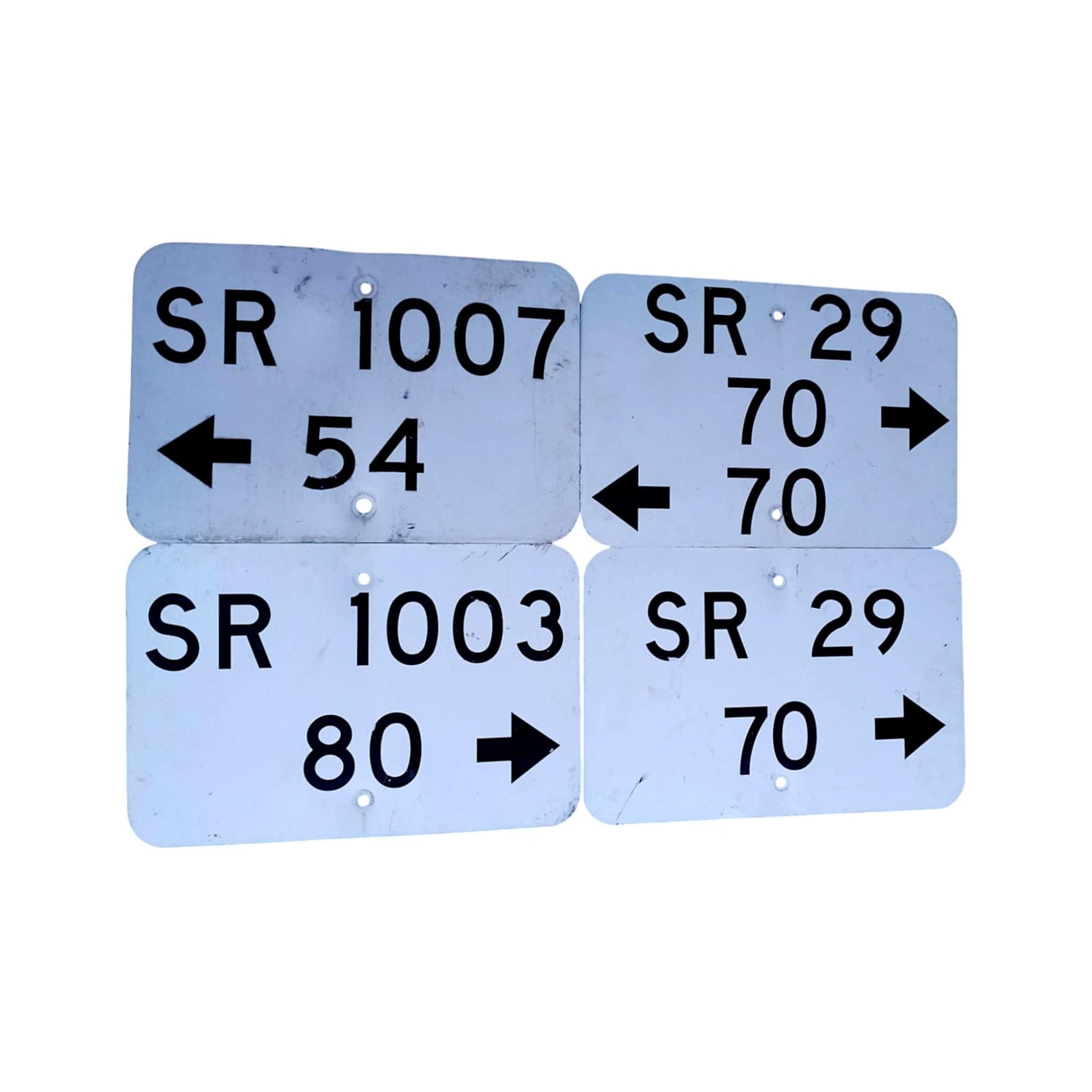 Set of 4 Vintage U.S. State Route Signs – SR Road Markers – Made in USA – Aluminum Highway Sign Decor