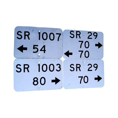 Set of 4 Vintage U.S. State Route Signs – SR Road Markers – Made in USA – Aluminum Highway Sign Decor