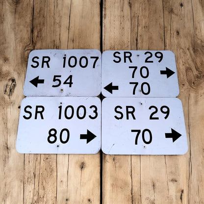 Set of 4 Vintage U.S. State Route Signs – SR Road Markers – Made in USA – Aluminum Highway Sign Decor