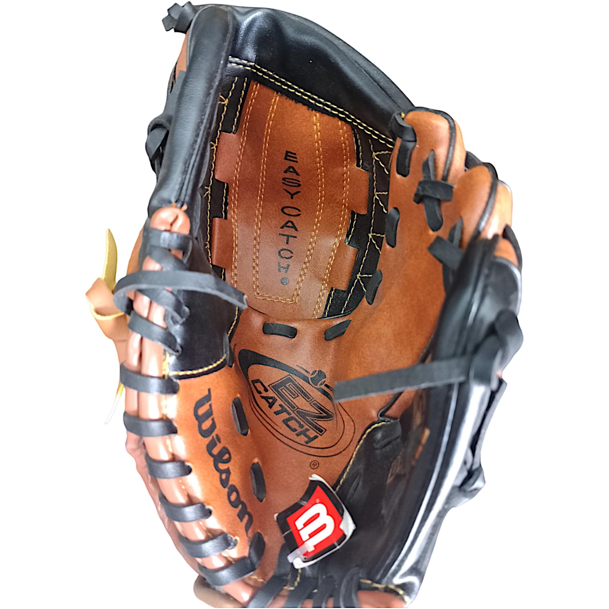 Wilson A2450 EZ Catch T-Ball Glove – 10" Youth Baseball Mitt – Dual Finger Power Web – Brown/Black