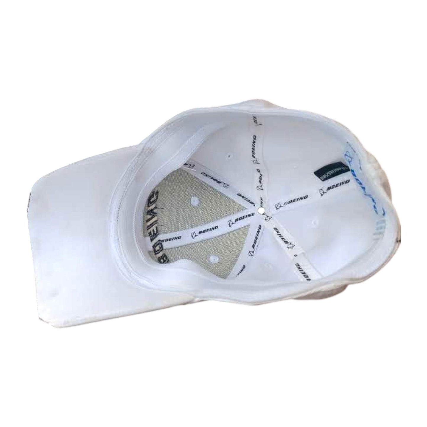 Vintage Boeing Official Merchandise Cap White Black Carbon Fiber Panels NOS Aviation