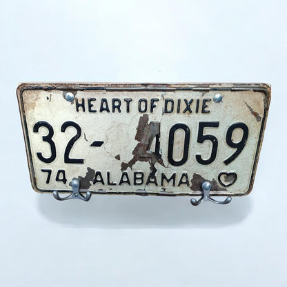 Vintage Alabama License Plate Wall Key or Coat Hanger 1970s Original Americana Decor Mancave