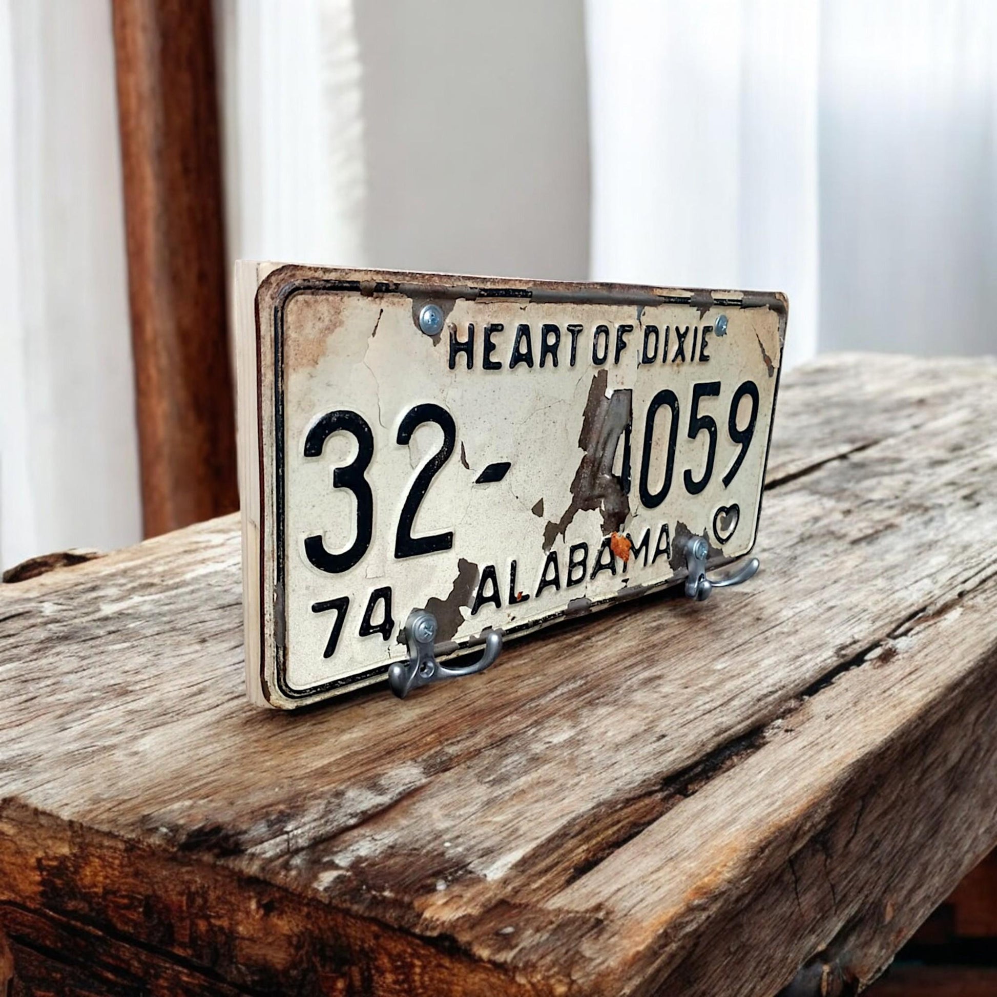 Vintage Alabama License Plate Wall Key or Coat Hanger 1970s Original Americana Decor Mancave