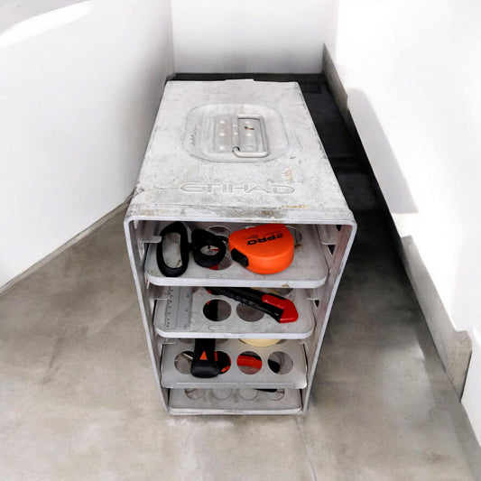 Original Etihad Airline Galley Container – Vintage Aircraft Oven Rack – Industrial Storage Box – Aviation Decor
