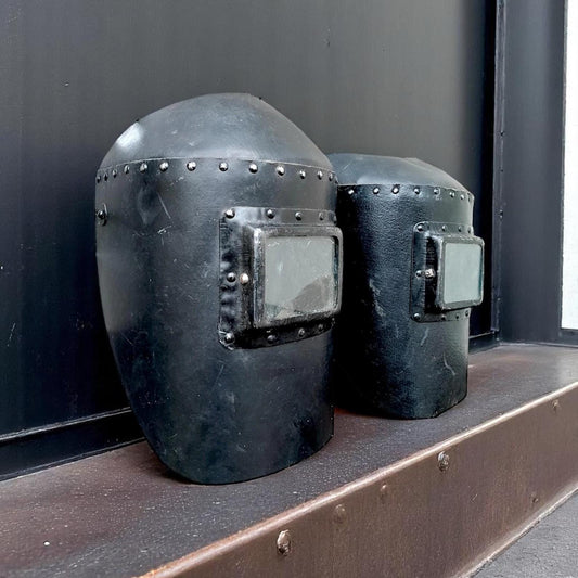 Two Antique Industrial Welding Helmets Welding Masks Industrial Decor