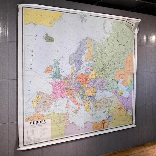 Vintage 1994 Europe Political School Map | Large Wall Map | PPWK Poland | Linen Canvas Educational Chart