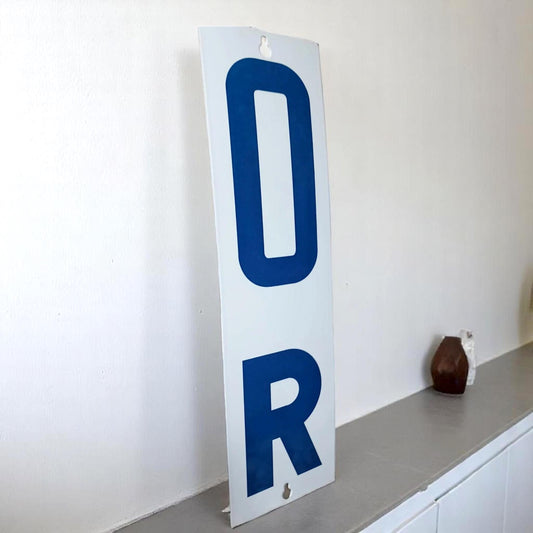Vintage Porcelain Sign IR OR Double Sided Industrial Railroad Gas Station Enamel USA Mid Century Factory Wall Decor Americana