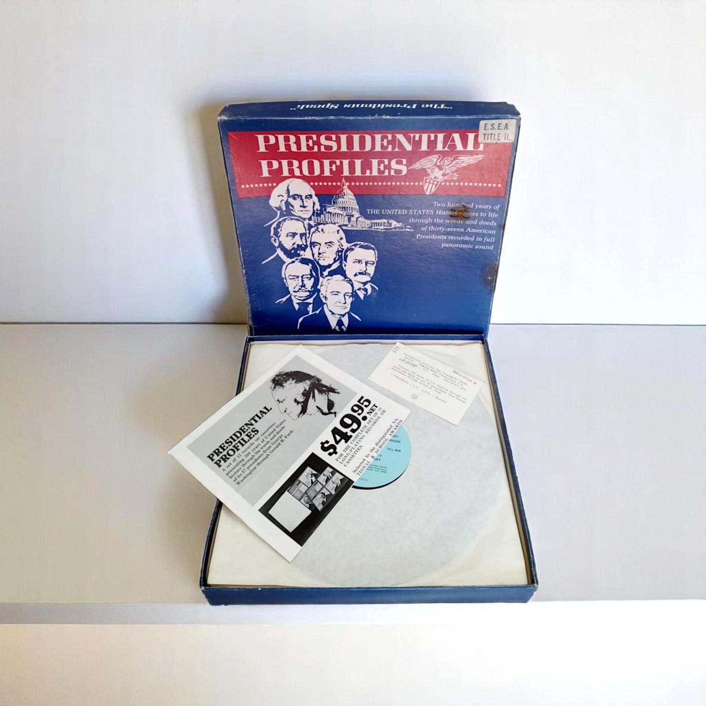 Presidential Profiles 1977 Vinyl Record Set – Unused ESEA Title II Educational History LP – U.S. Presidents Bicentennial Box