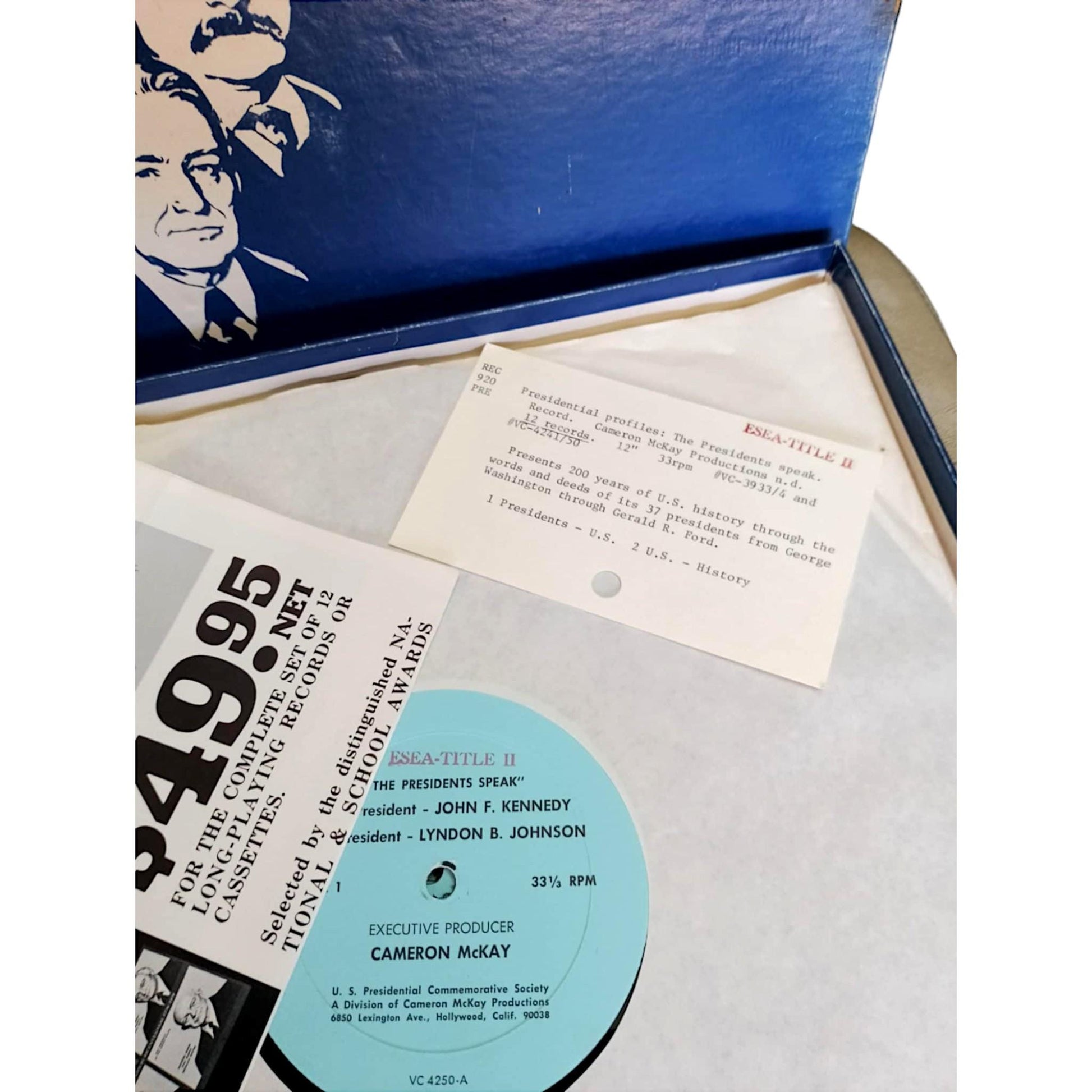 Presidential Profiles 1977 Vinyl Record Set – Unused ESEA Title II Educational History LP – U.S. Presidents Bicentennial Box