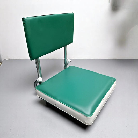 Vintage Stadium Folding Chair USA – Green Vinyl Seat – Mid-Century American Sports Seating