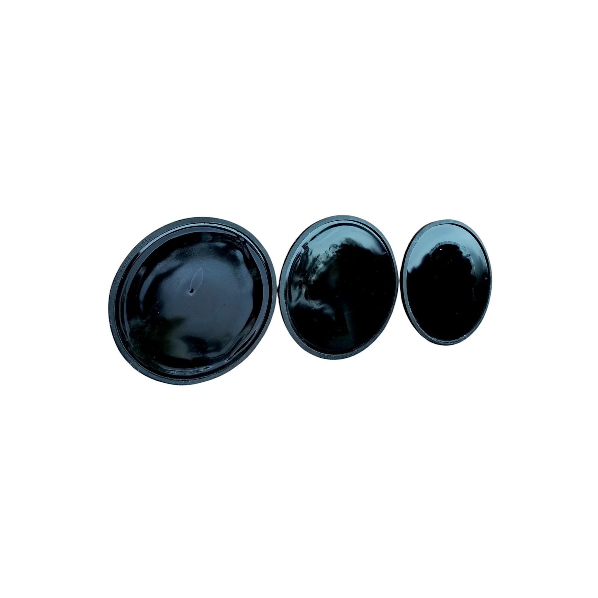 Set of 3 Black Military Glass Lenses – 1970s Night Vision Lamp Covers – Vintage Industrial Optics