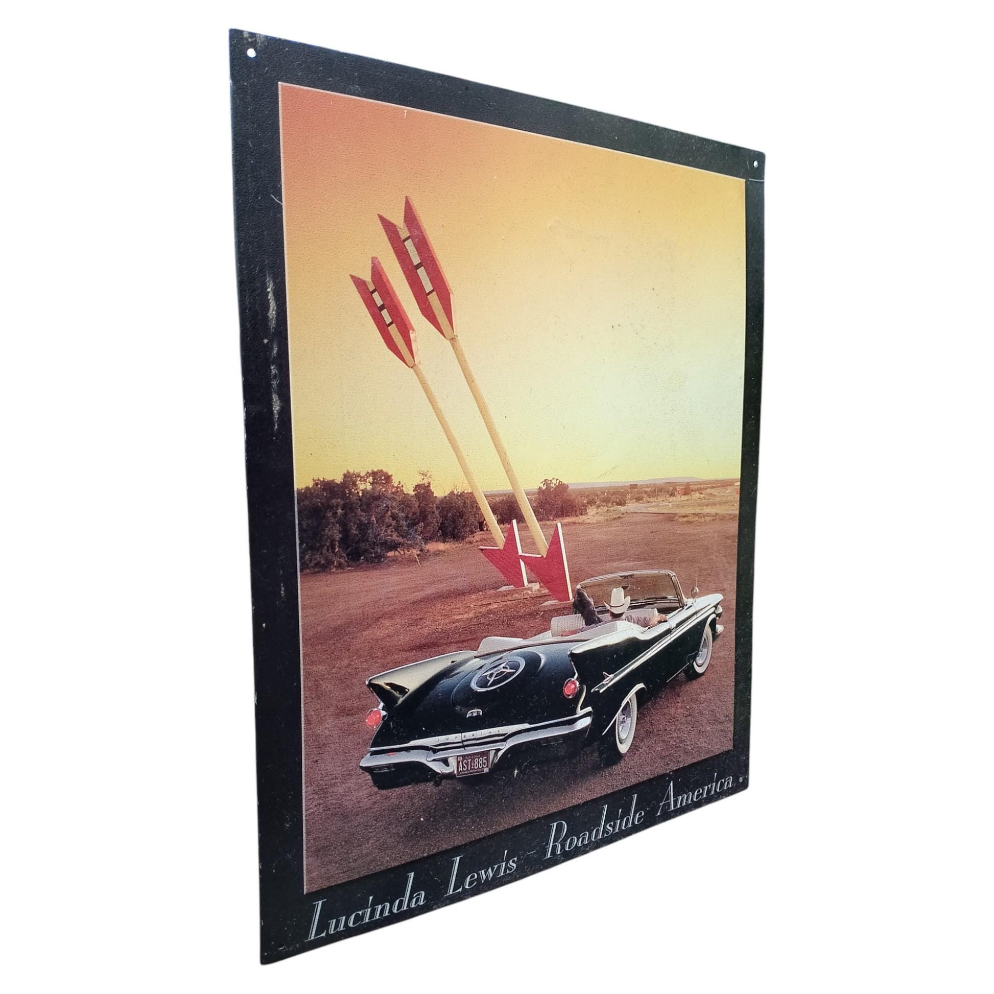 Lucinda Lewis Double Arrow Roadside America Vintage Tin Sign USA Made 2001 Americana Decor