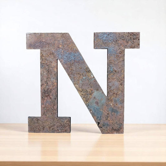 Large Industrial Metal Letter N Vintage Rusty Steel Sign USA Industrial Wall Decor Loft Decoration