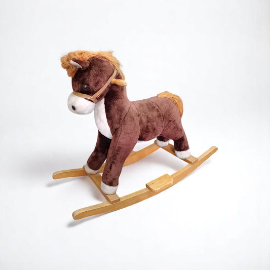 Vintage Rocking Horse Toy – Plush and Wood Ride-On Pony – Classic Retro Kids Gift