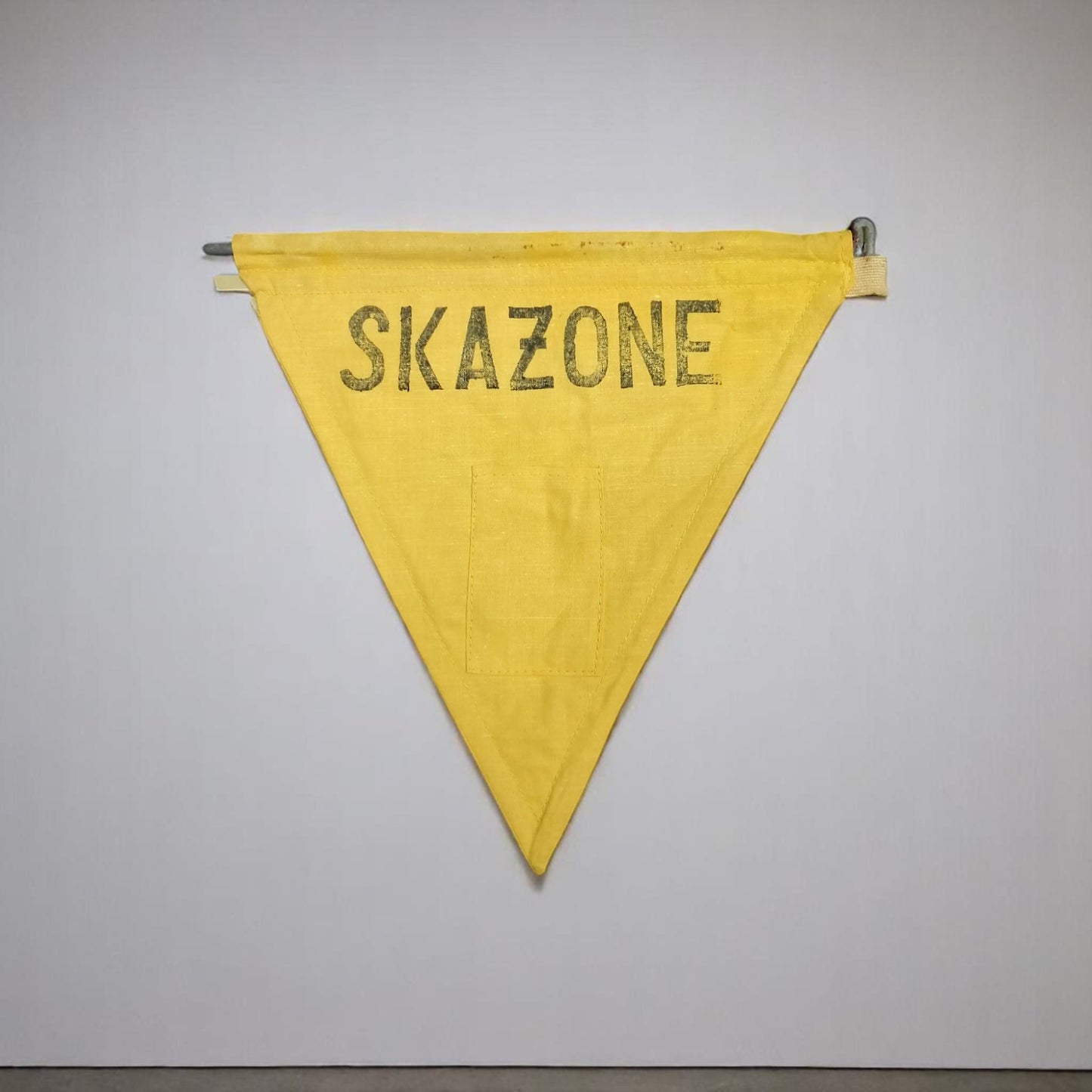 Set of 10 Vintage SKAŻONE Cold War Era Flags – Yellow Triangle Warning Banners – Industrial Contaminated Signs Military or Medical Props